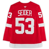 Maillot premium Red Fanatics autographié par Moritz Seider des Red Wings de Detroit