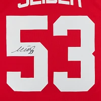 Maillot premium Red Fanatics autographié par Moritz Seider des Red Wings de Detroit