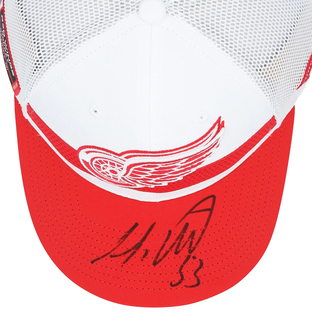 Moritz Seider Detroit Red Wings Autographed White Fanatics Draft Cap