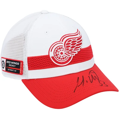 Moritz Seider Detroit Red Wings Autographed White Fanatics Draft Cap