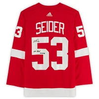 Moritz Seider Red Detroit Red Wings Autographed adidas Authentic Jersey with "NHL Debut 10/14/21" Inscription