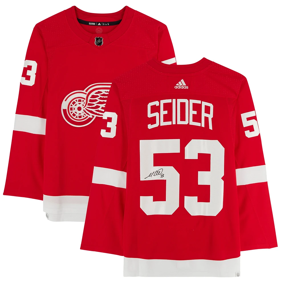 Moritz Seider Red Detroit Red Wings Autographed adidas Authentic Jersey