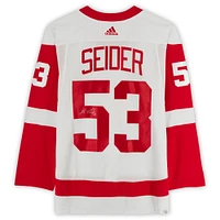 Maillot authentique adidas autographié par Moritz Seider des Red Wings de Detroit blanc