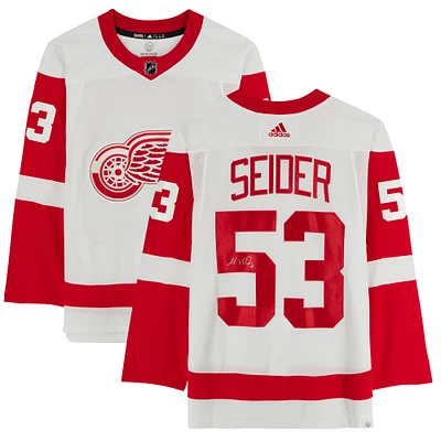 Maillot authentique adidas autographié par Moritz Seider des Red Wings de Detroit blanc