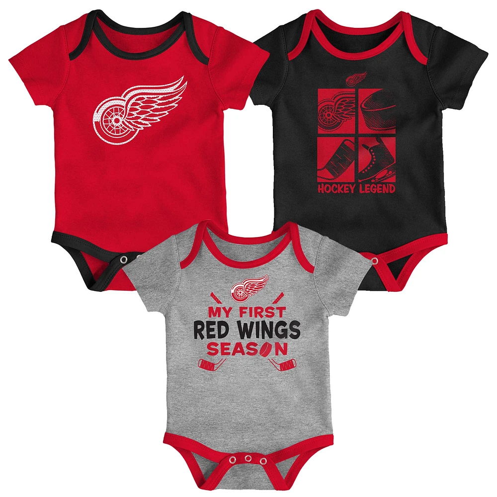 Ensemble de body trois pièces pour nouveau-né et bébé Detroit Red Wings Legend