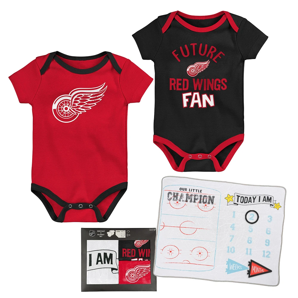 Ensemble de 2 couvertures et lits pour nouveau-né bébé Detroit Red Wings #1 Draft Pick