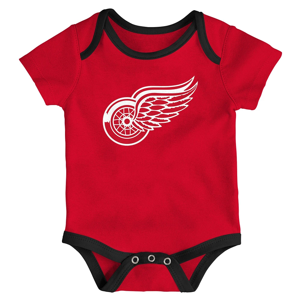 Newborn Detroit Red Wings Loyal Buddies Three-Pack Bodysuit Set