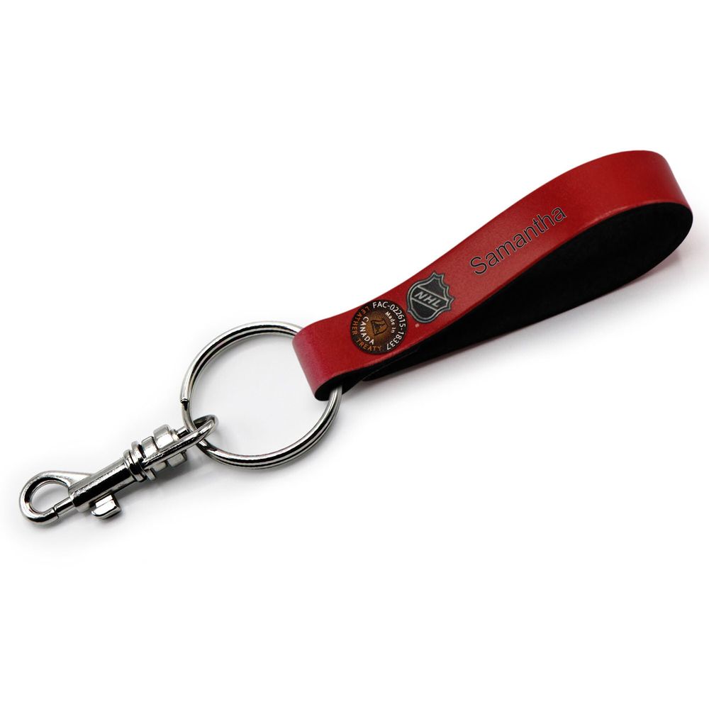 Red Detroit Red Wings Personalized Leather Loop Keychain