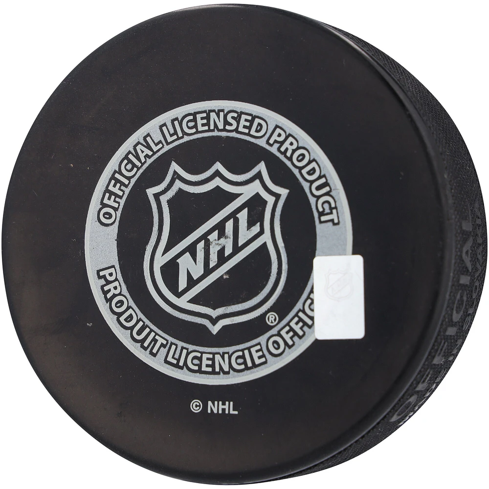 Rondelle de hockey autographiée par Simon Edvinsson des Red Wings de Détroit avec logo du repêchage de la LNH 2021 et inscription « #6 Pick »