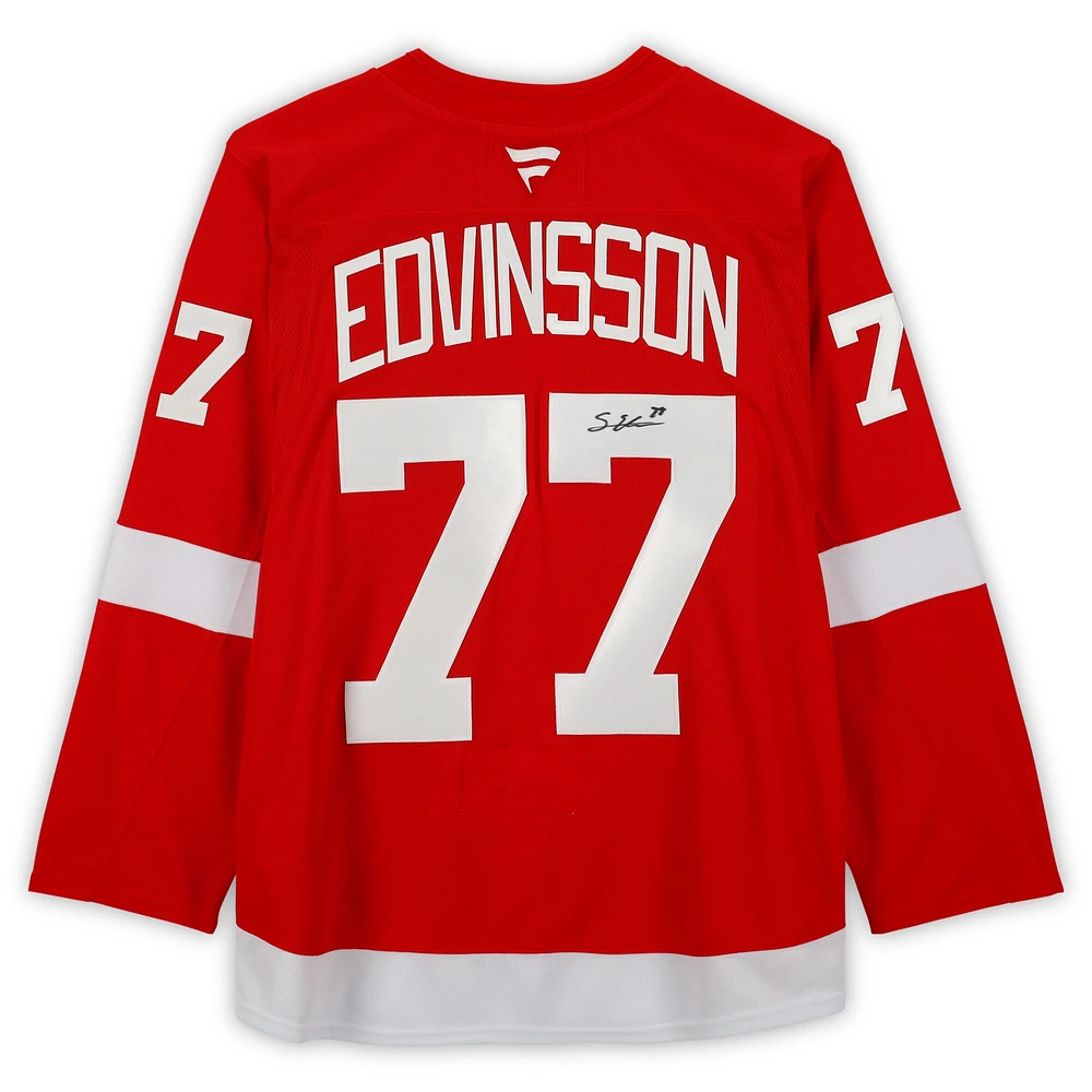 Maillot premium Red Fanatics autographié par Simon Edvinsson des Red Wings de Detroit