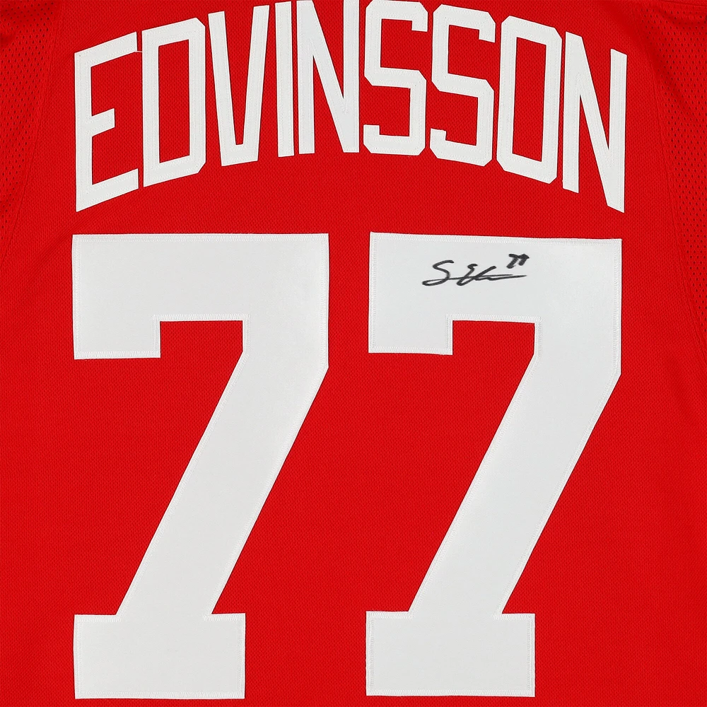 Maillot premium Red Fanatics autographié par Simon Edvinsson des Red Wings de Detroit