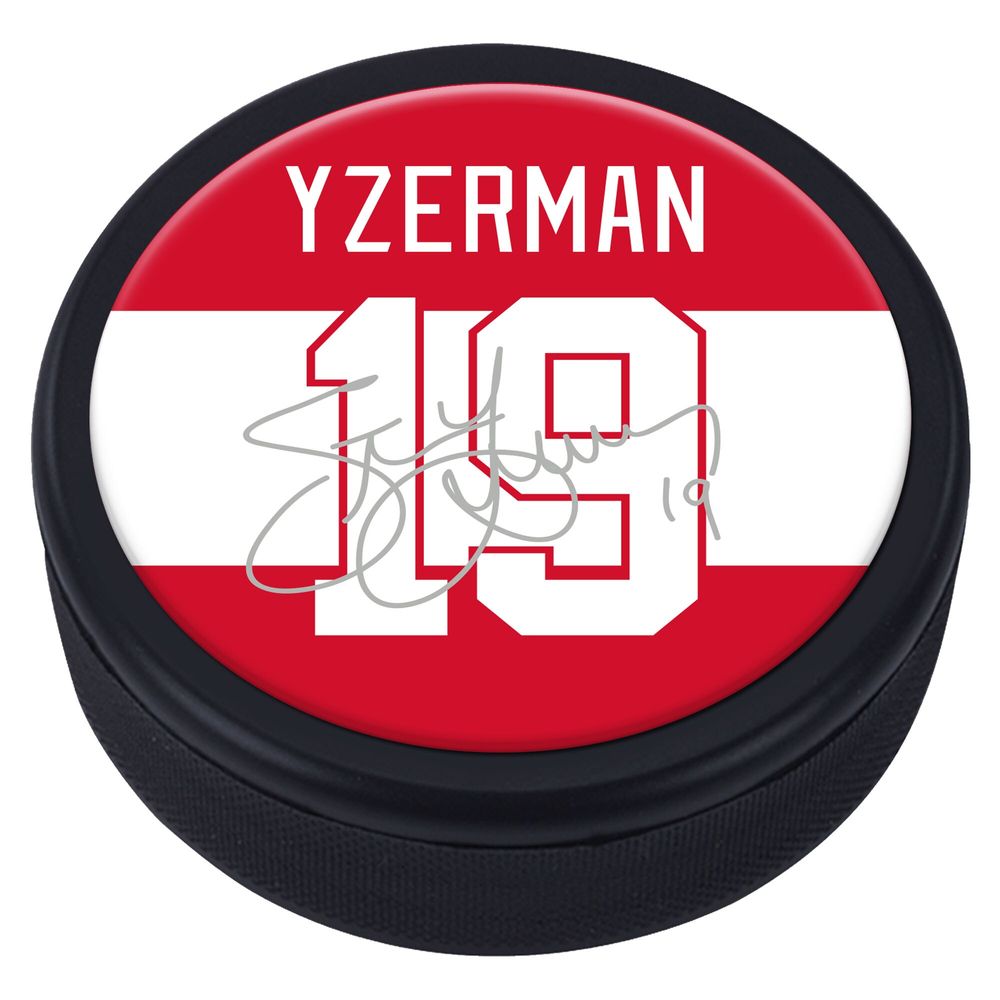 Steve Yzerman Detroit Red Wings Souvenir Player Puck with Replica Signature