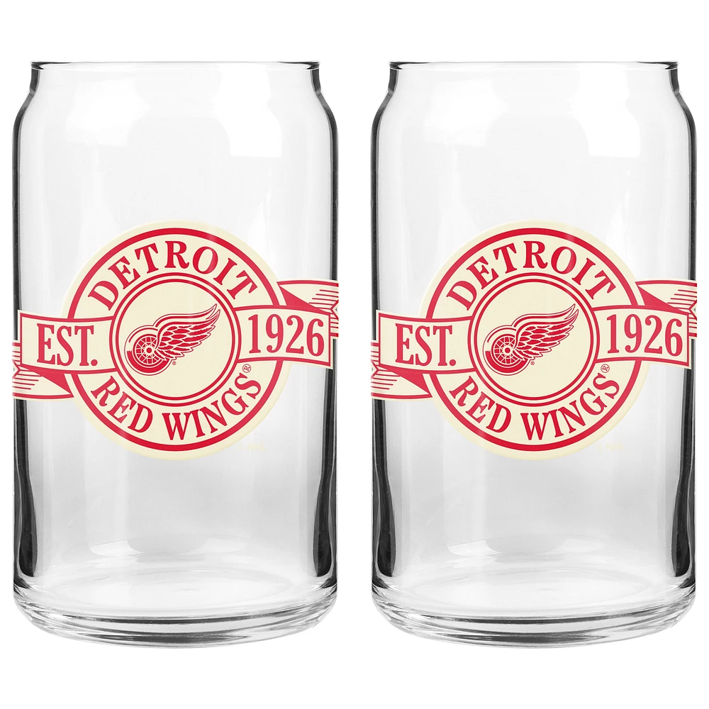 Le Sports Vault Detroit Red Wings 16 oz. Ensemble de deux verres à canettes