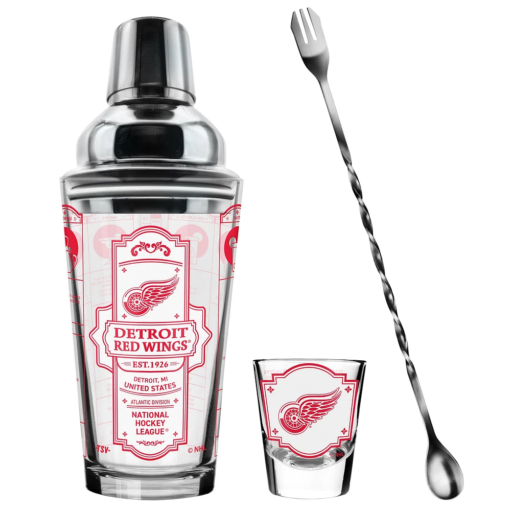 The Sports Vault Detroit Red Wings Five-Piece Bartender Shot Glass & Mixing Glass Set