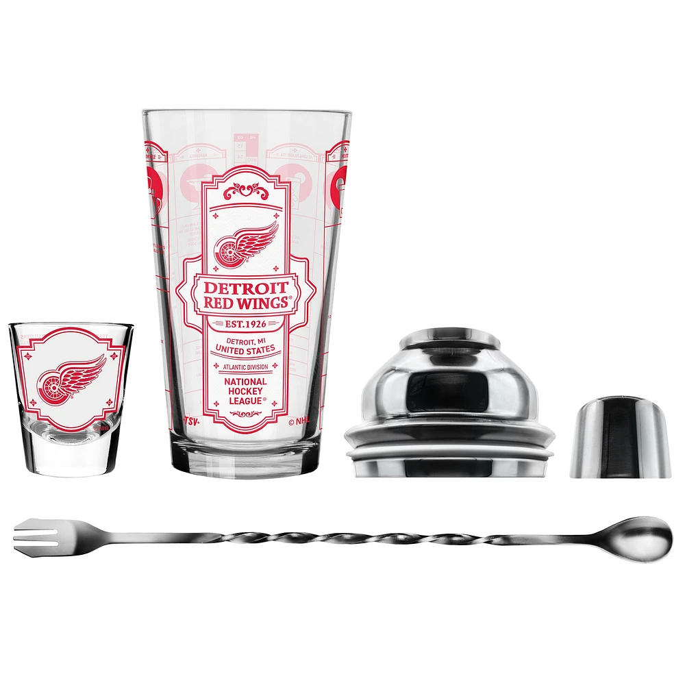 The Sports Vault Detroit Red Wings Five-Piece Bartender Shot Glass & Mixing Glass Set