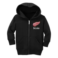 Detroit Red Wings Chad & Jake Toddler Personalized Full-Zip Hoodie - Black