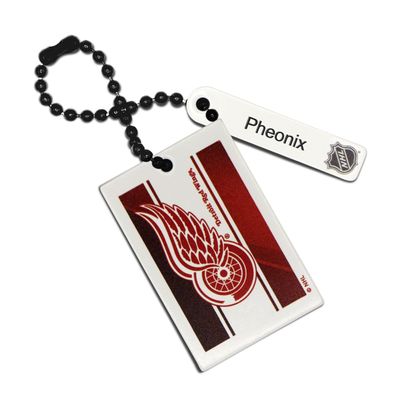 White Detroit Red Wings Logo Personalized Leather Rectangle Bag Tag