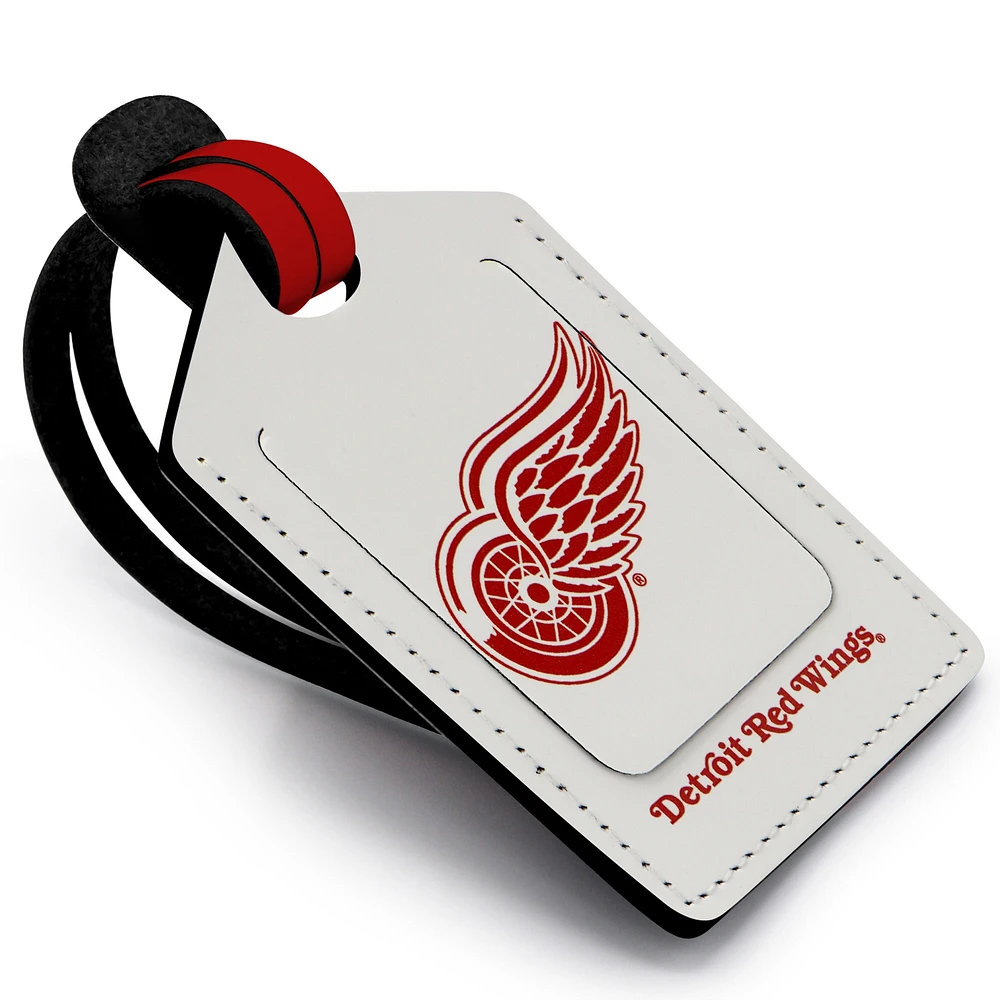 Étiquette de bagage en cuir personnalisée Detroit Red Wings blanc