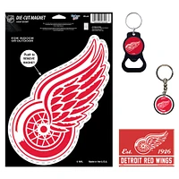 Lot de 4 porte-clés et aimants WinCraft Detroit Red Wings