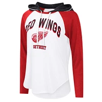 Women's G-III 4Her by Carl Banks  White Detroit Red Wings VIP Raglan Long Sleeve Hoodie T-Shirt