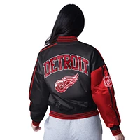 Veste Varsity courte à boutons-pression Starter Black Detroit Red Wings Zone Blitz pour femme