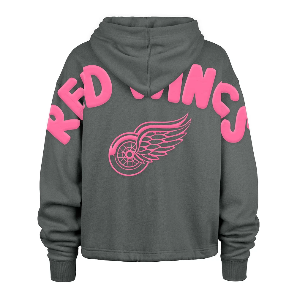 Sweat à capuche court Bright Side Venice '47 gris pour femme des Detroit Red Wings