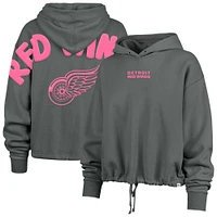 Sweat à capuche court Bright Side Venice '47 gris pour femme des Detroit Red Wings