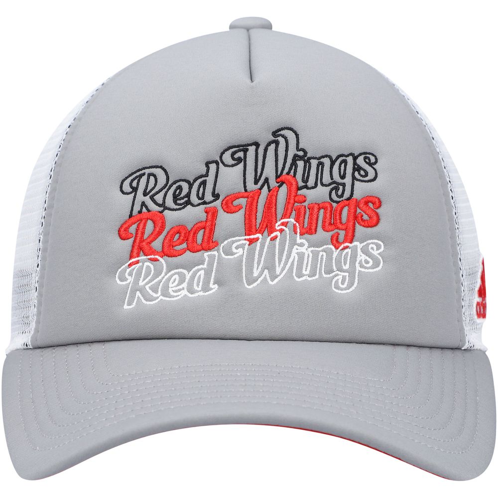 Women's adidas Gray/White Detroit Red Wings Foam Trucker Snapback Hat