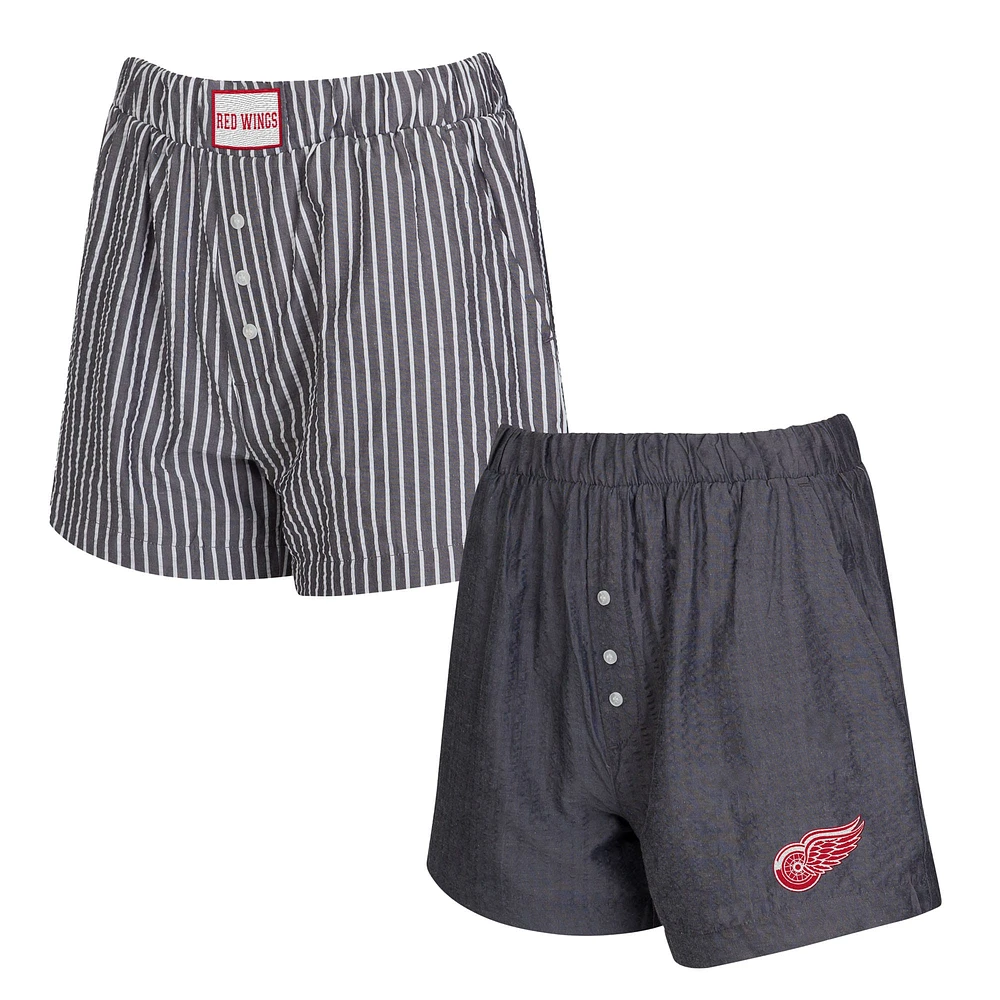 Ensemble de deux boxers Concepts Sport Charcoal Detroit Red Wings pour femme