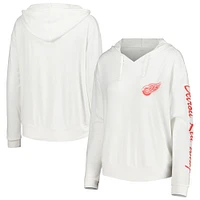 T-shirt à capuche manches longues Concepts Sport blanc Detroit Red Wings Accord Hacci pour femmes