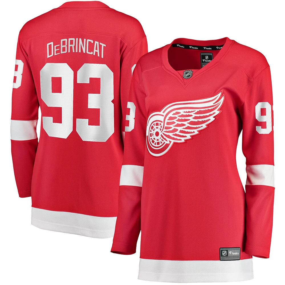 Maillot de joueur première division à domicile des Red Wings Detroit rouge Alex DeBrincat pour femmes Fanatics