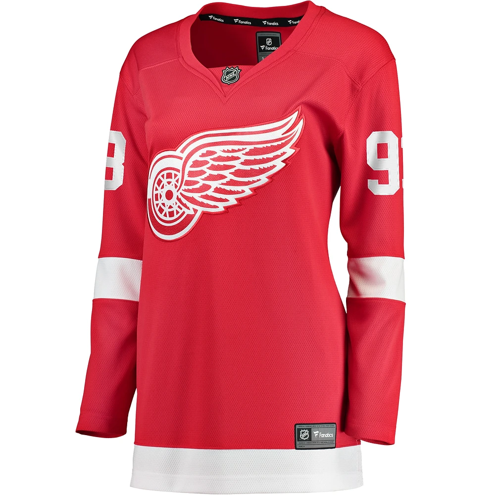 Maillot de joueur première division à domicile des Red Wings Detroit rouge Alex DeBrincat pour femmes Fanatics