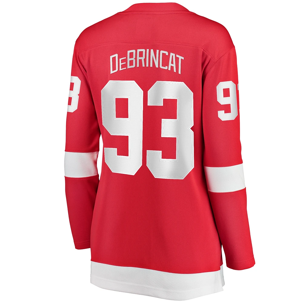 Maillot de joueur première division à domicile des Red Wings Detroit rouge Alex DeBrincat pour femmes Fanatics