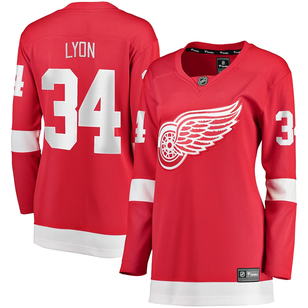 Fanatics pour femmes Alex Lyon Red Detroit Wings Maillot de joueur échappé à domicile