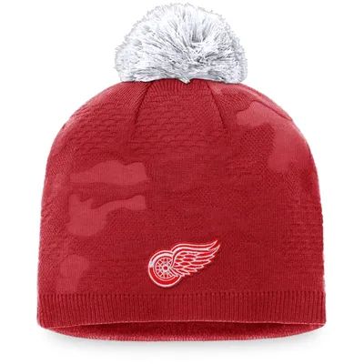 Detroit Red Wings Fanatics Branded Women's Authentic Pro Team Locker Room Beanie with Pom - Red/White
