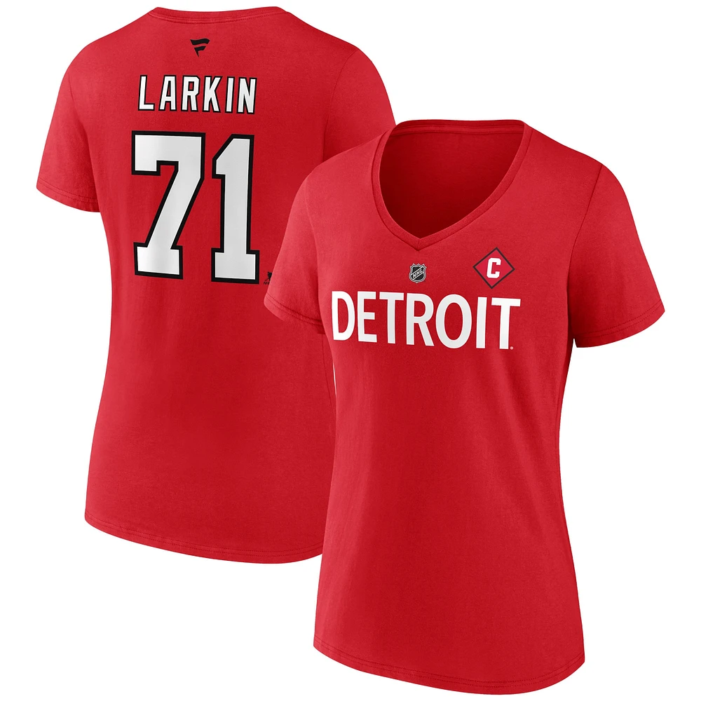 Women's Fanatics Dylan Larkin Red Detroit Wings Special Edition 2.0 Name & Number V-Neck T-Shirt