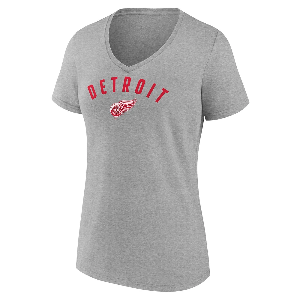 Women's Fanatics Gray Detroit Red Wings V-Neck T-Shirt