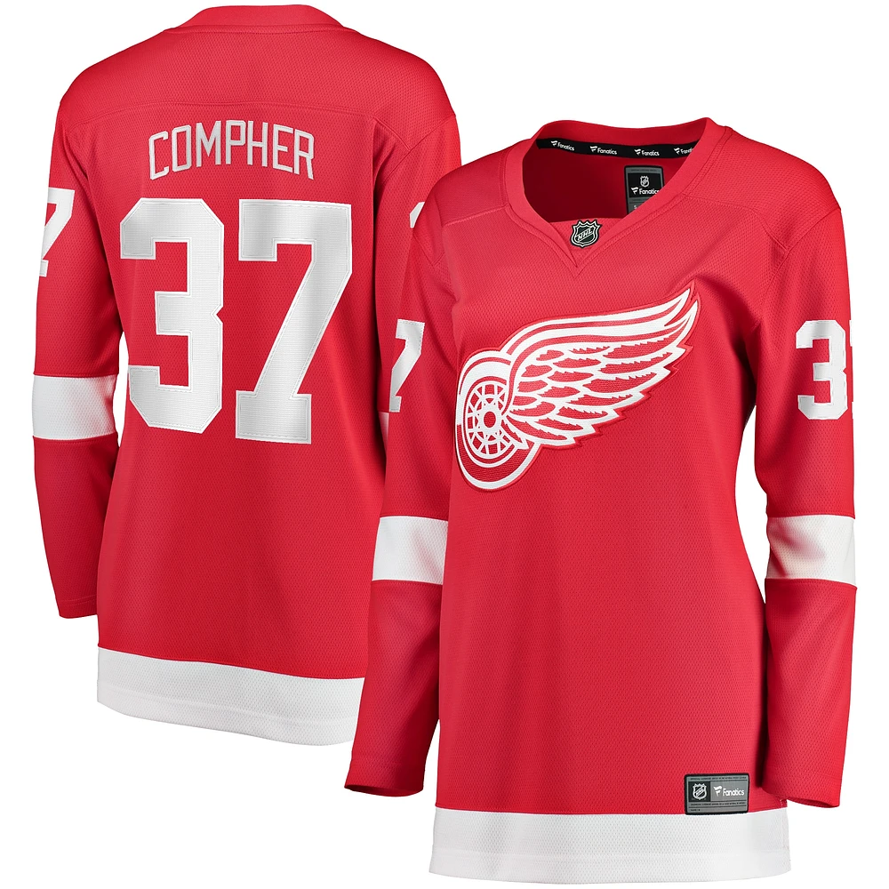 Fanatiques féminines J.T. Compher Red Detroit Wings Maillot de joueur échappé à domicile