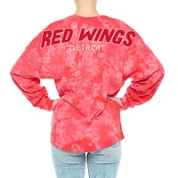 T-shirt à manches longues teinture cristal Fanatics Red Detroit Wings pour femmes