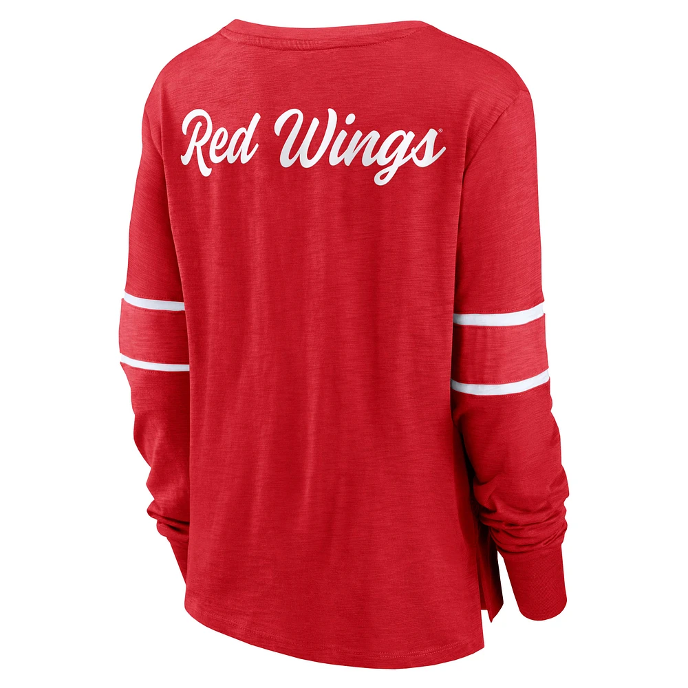 Women's Fanatics Red Detroit Wings Effervescent Exclusive Lace-Up Long Sleeve T-Shirt