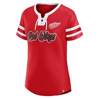 Women's Fanatics Red Detroit Wings Iconic Athena Lace-Up T-Shirt