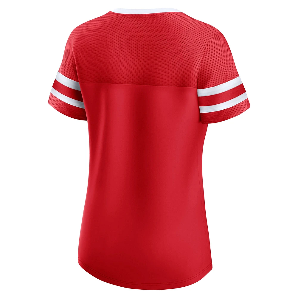 Women's Fanatics Red Detroit Wings Iconic Athena Lace-Up T-Shirt