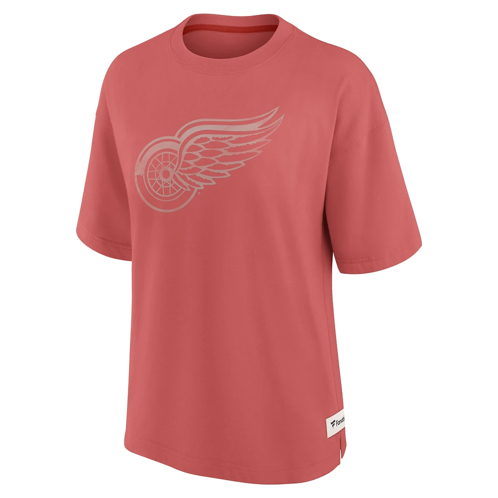 Women's Fanatics Red Detroit Wings Oversized Elements Raw Edge Future Ground T-Shirt