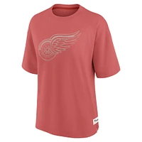 Women's Fanatics Red Detroit Wings Oversized Elements Raw Edge Future Ground T-Shirt