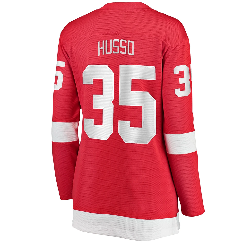 Maillot de joueur échappé à domicile Fanatics Ville Husso Red Detroit Wings pour femmes