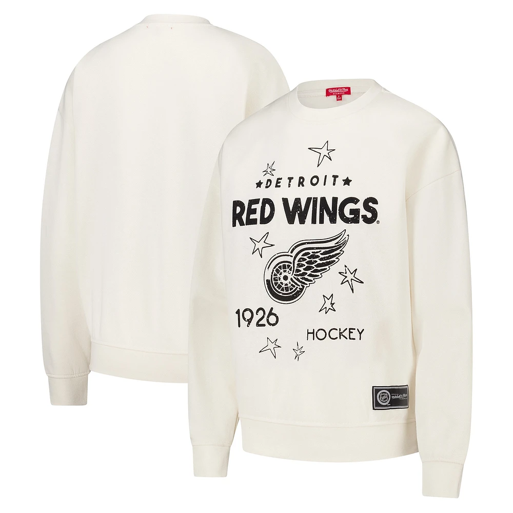 Sweat-shirt à capuche pour femme Mitchell & Ness avec logo Detroit Red Wings 3.0 crème