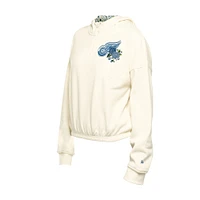 Sweat à capuche court imprimé floral Detroit Red Wings Glam Game de New Era pour femme, couleur crème