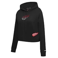 Women's Pro Standard  Black Detroit Red Wings Jewels Cropped Pullover Hoodie