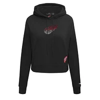 Women's Pro Standard  Black Detroit Red Wings Jewels Cropped Pullover Hoodie