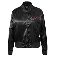 Veste en satin à boutons-pression pour femme Pro Standard Detroit Red Wings Black avec strass